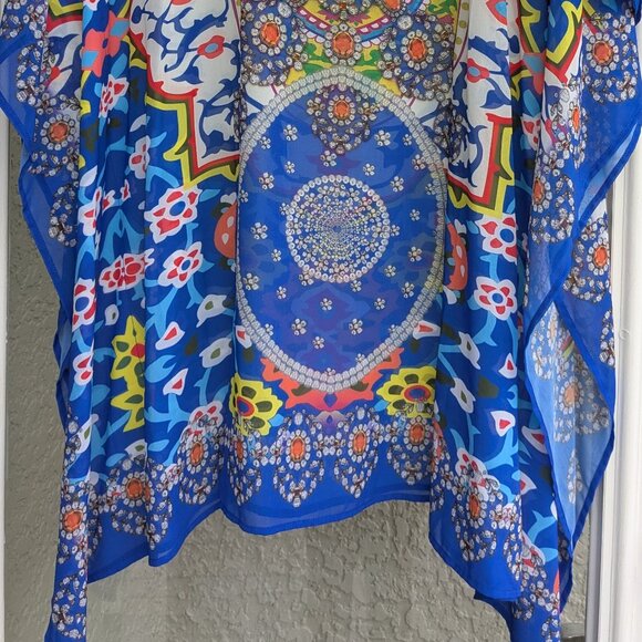 ASA Kaftan Blue Abstract Embellished NEW Sz M - Picture 3 of 4